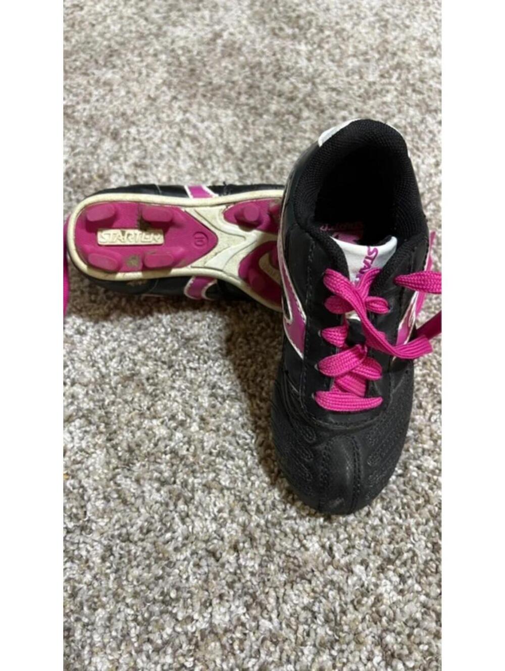 Girls Soccer Sports Cleats size 10 child pink and black